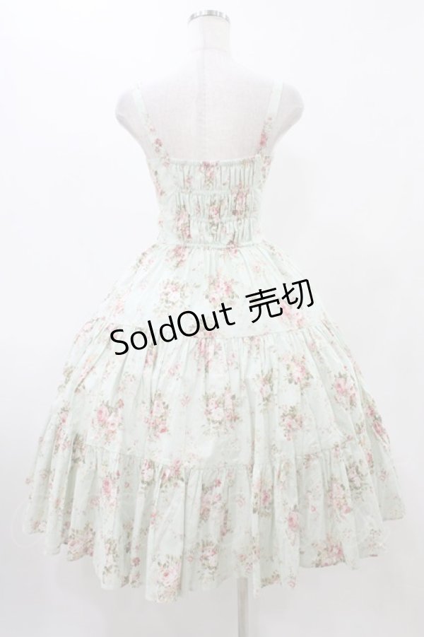 画像2: K211148 / 薔薇柄タックジャンパースカート Free ミント H-25-12-16-1029-0-OP-NS-ZH (2)