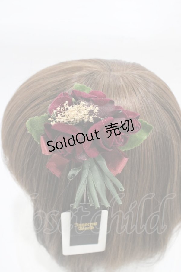 画像2: Innocent World / 5輪ミニバラ コサージュ&クリップ  ボルドー H-25-12-16-1004-IW-AC-NS-ZH (2)