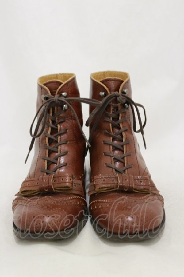 画像1: Jane Marple / クラウンアイレットのアンクルブーツ S ブラウン H-25-12-17-001-JM-SH-KB-ZH (1)