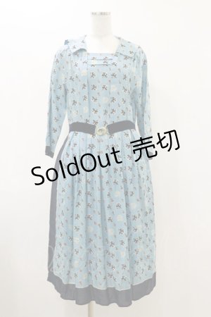 画像: Jane Marple Dans Le Salon / Scottish lionグランマドレス  スカイブルー H-25-12-17-042-JM-OP-KB-ZH