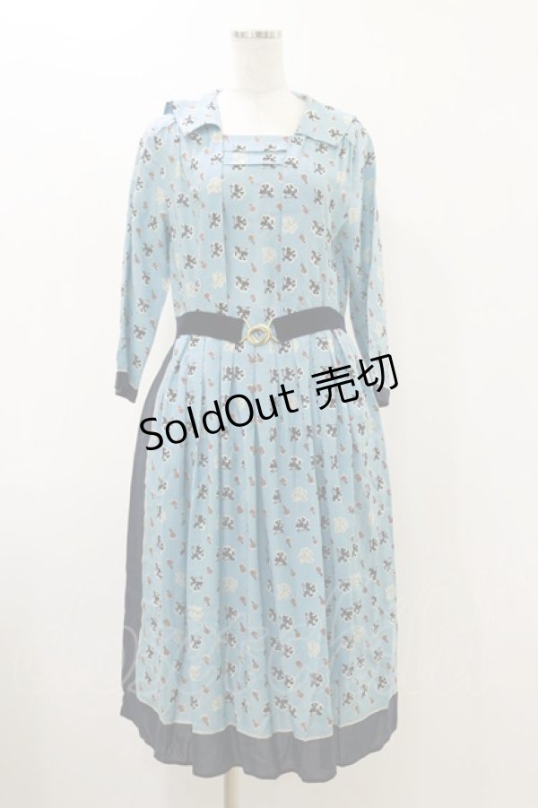 画像1: Jane Marple Dans Le Salon / Scottish lionグランマドレス  スカイブルー H-25-12-17-042-JM-OP-KB-ZH (1)