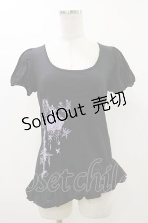 画像: BPN / アシメフリルパフカットソー  ブラック×ラベンダー H-25-12-17-051-GO-TO-KB-ZT251