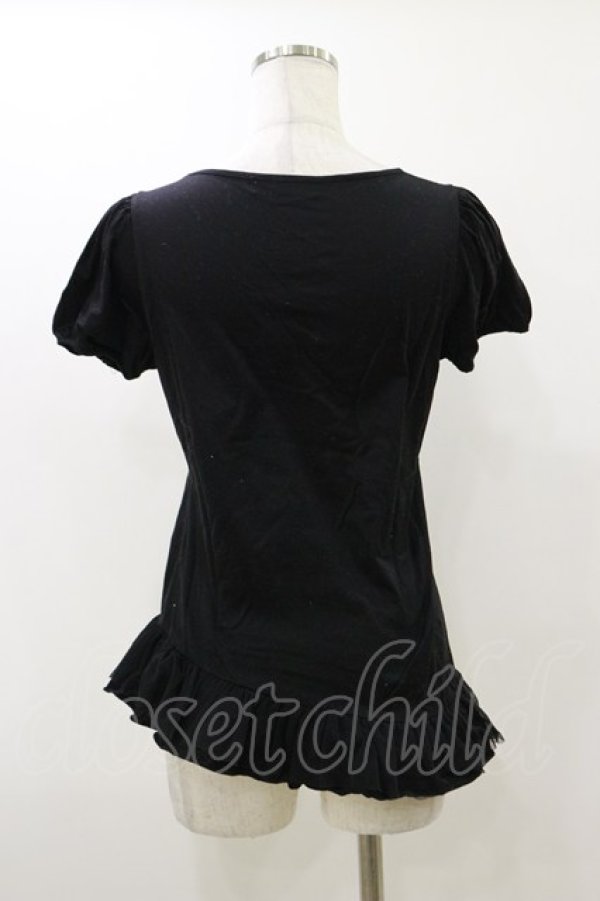 画像2: BPN / アシメフリルパフカットソー  ブラック×ラベンダー H-25-12-17-051-GO-TO-KB-ZH (2)