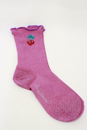 画像: Candy Stripper / CHERRY RIB SOCKS  ピンク H-25-12-17-009-PU-ZA-KB-ZH