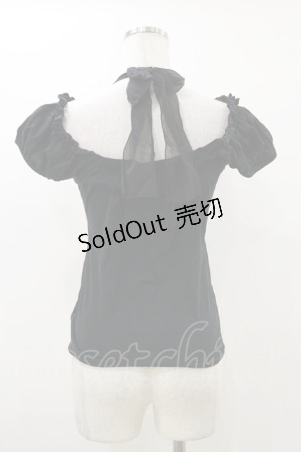 画像2: BPN / ホルターリボンパフカットソー  黒×紫 H-25-12-17-052-GO-TO-KB-ZH (2)