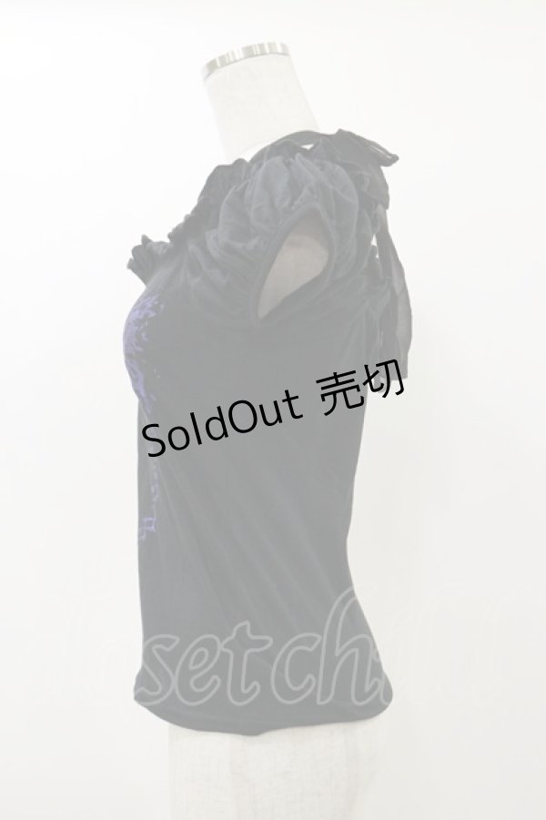 画像3: BPN / ホルターリボンパフカットソー  黒×紫 H-25-12-17-052-GO-TO-KB-ZH (3)