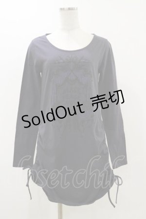 画像: BPN / サイドギャザーロングカットソー  グレー H-25-12-17-053-GO-TO-KB-ZH