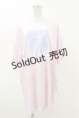 画像: LISTEN FLAVOR / 大きなリボンのマイメロディ袖レースアップトップス  ライトピンク H-25-12-17-054-PU-TO-KB-ZH