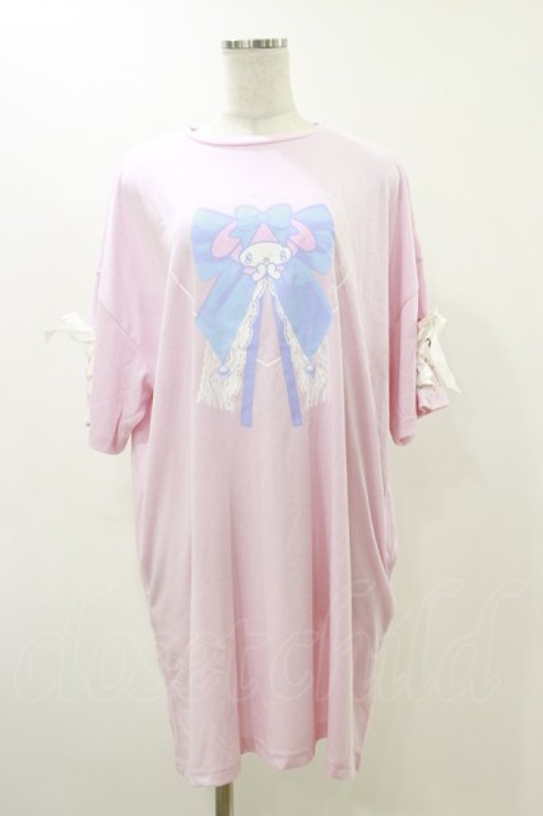画像1: LISTEN FLAVOR / 大きなリボンのマイメロディ袖レースアップトップス  ライトピンク H-25-12-17-054-PU-TO-KB-ZH (1)