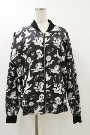 画像: LISTEN FLAVOR / いたずら子猫の総柄ブルゾン  ブラック H-25-12-17-058-PU-JA-KB-ZH