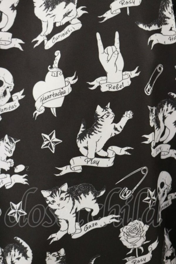 画像3: LISTEN FLAVOR / いたずら子猫の総柄ブルゾン  ブラック H-25-12-17-058-PU-JA-KB-ZH (3)