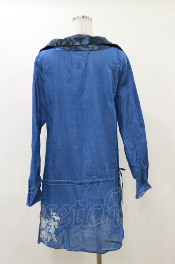 画像2: gouk / 和柄切替シャツチュニック  青 H-25-12-17-062-GO-TO-KB-ZH (2)