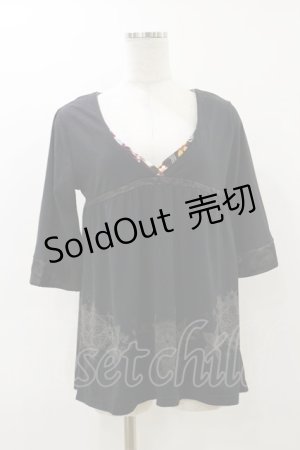 画像: gouk / 裾プリントフレアカットソー  ブラック H-25-12-17-063-GO-TO-KB-ZT246