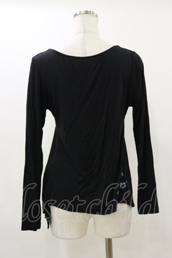 画像2: gouk / 和柄切替Vネックカットソー  ブラック H-25-12-17-065-GO-TO-KB-ZH (2)