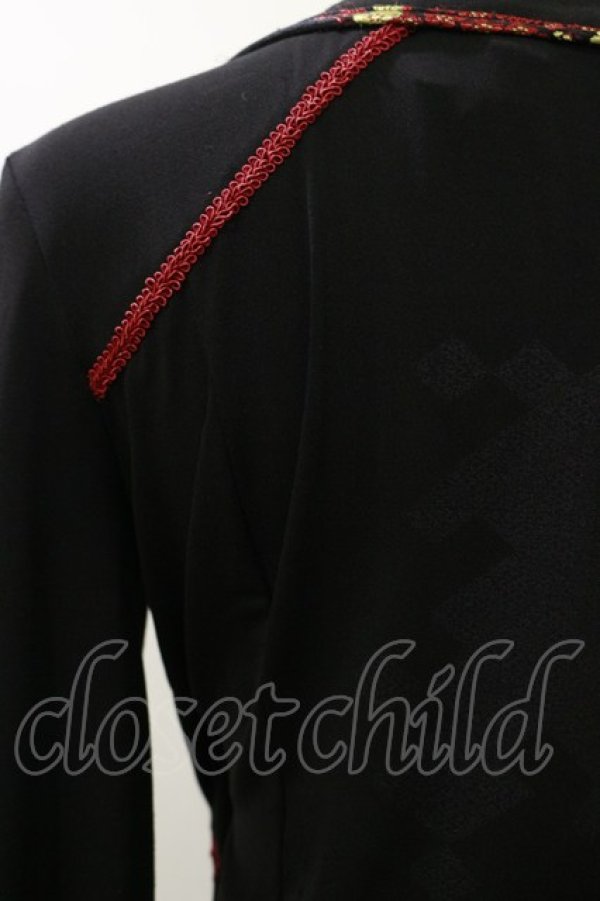 画像3: Ozz oneste / 着物衿刺繍ロングチュニック  黒×赤 H-25-12-17-069-OO-TO-KB-ZH (3)