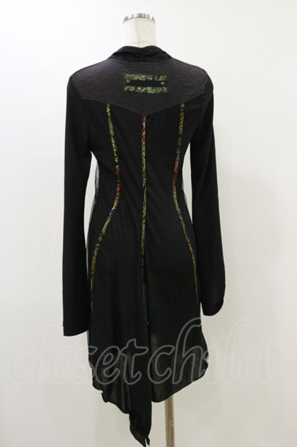 画像2: Ozz oneste / メッシュレイヤードロングカーディガン  黒 H-25-12-17-070-OO-TO-KB-ZH (2)