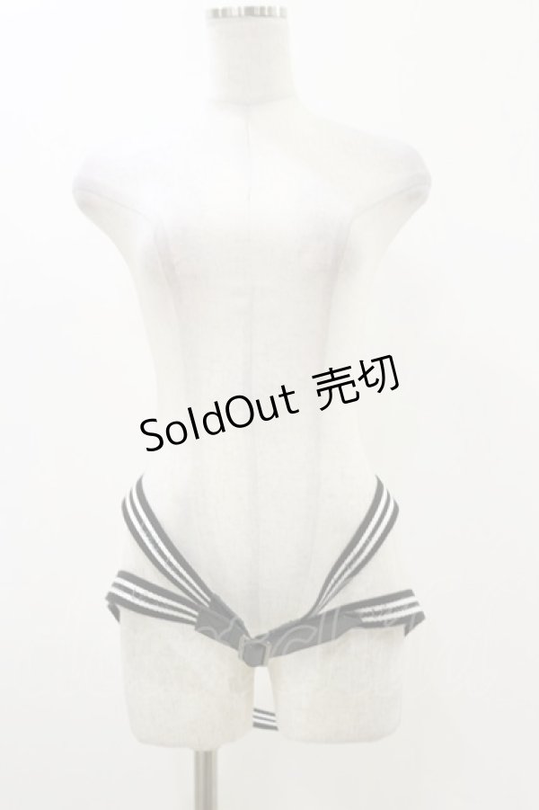 画像1: alice auaa / ストライプベルト  黒 H-25-12-17-016-AA-ZA-KB-ZH (1)