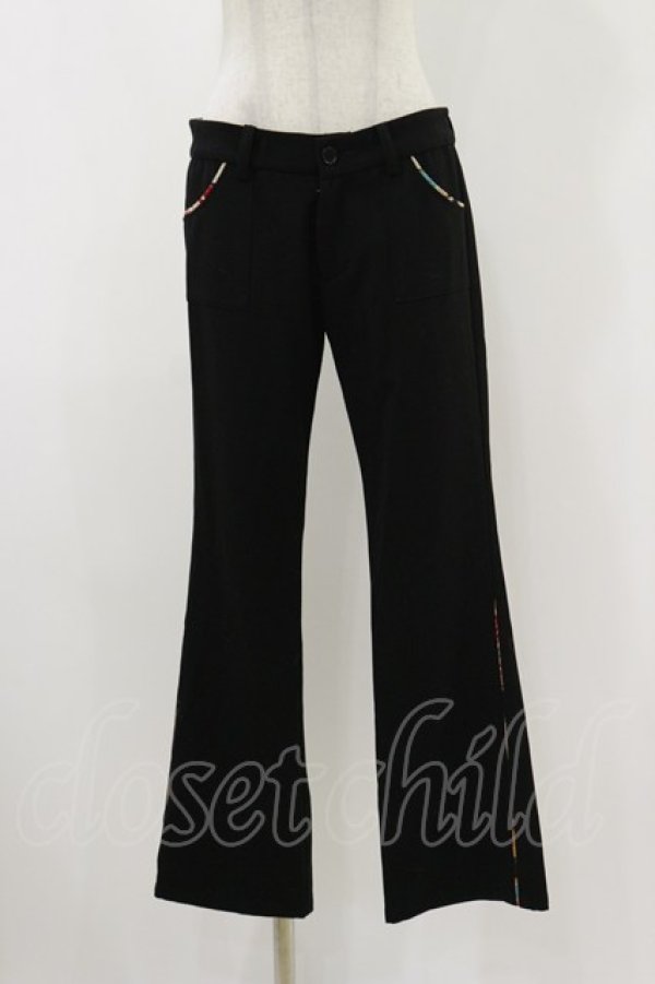 画像1: gouk / 和柄パイピングパンツ  ブラック H-25-12-17-019-GO-PA-KB-ZH (1)