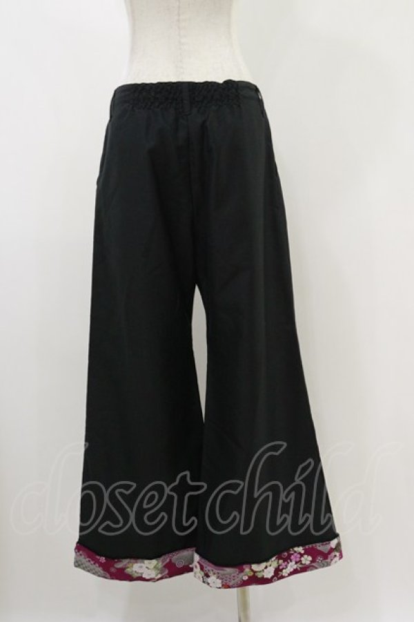 画像2: gouk / 和柄切替ワイドパンツ  ブラック H-25-12-17-020-GO-PA-KB-ZH (2)