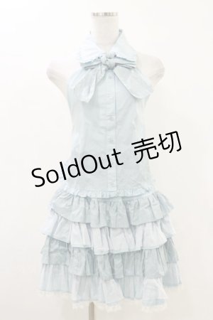 画像: PUTUMAYO / レースプリントホルタービスチェブラウス＆フリルスカート  サックス H-25-12-17-022-PT-OP-KB-ZH