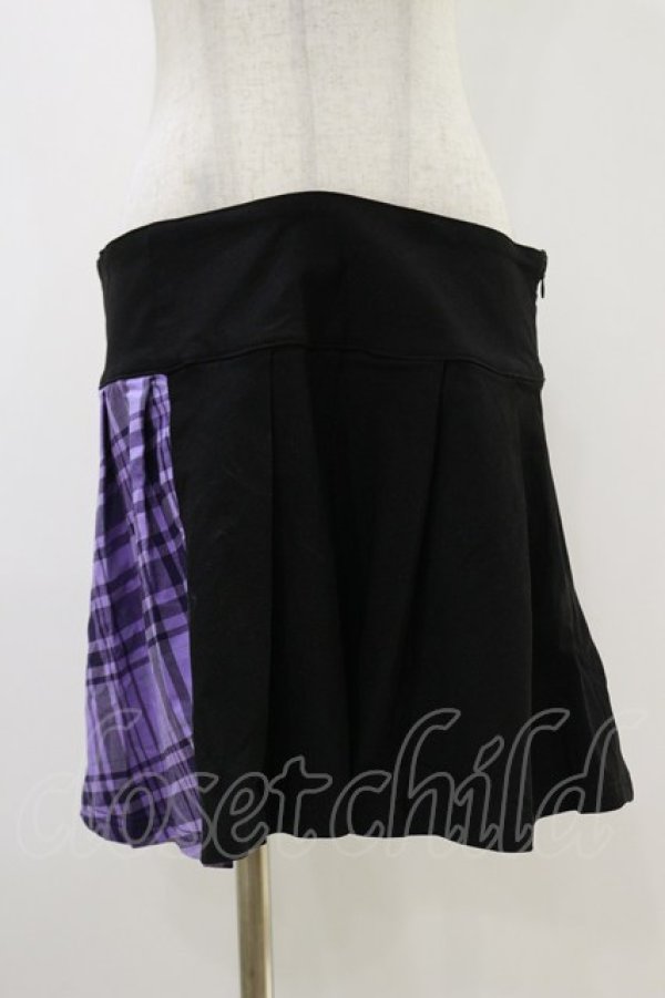 画像1: KILL STAR / CATTLE PLEATED SKIRT L ブラック/ライラックタータン H-25-12-17-023-SL-SK-KB-ZH (1)