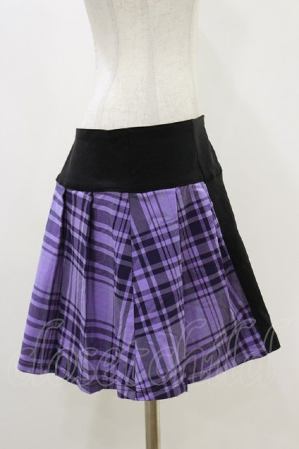 画像3: KILL STAR / CATTLE PLEATED SKIRT L ブラック/ライラックタータン H-25-12-17-023-SL-SK-KB-ZH (3)