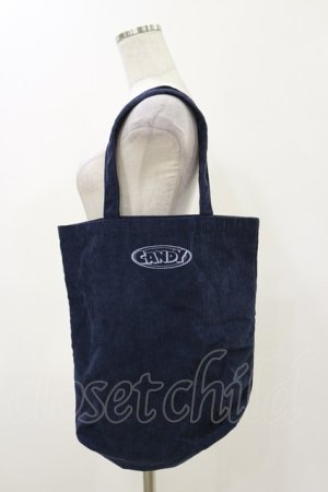 画像: Candy Stripper / ロゴコーデュロイトートバッグ  ネイビー H-25-12-17-002-PU-BG-KB-ZH