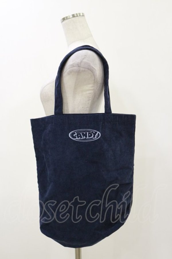 画像1: Candy Stripper / ロゴコーデュロイトートバッグ  ネイビー H-25-12-17-002-PU-BG-KB-ZH (1)