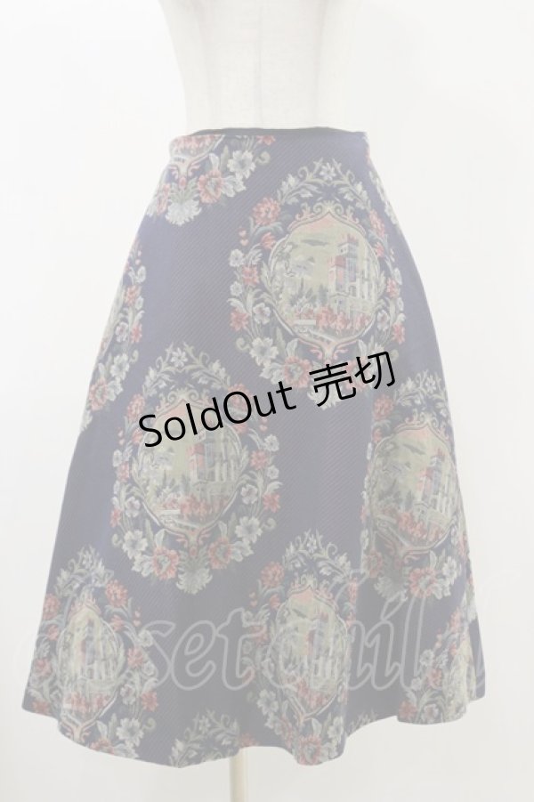 画像1: Jane Marple / Chateau gobelinフレアスカート  ネイビー H-25-12-17-028-JM-SK-KB-ZH (1)