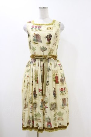 画像: Jane Marple / Alice's dictionaryスクエアドレス  アイボリー×マスタード H-25-12-17-035-JM-OP-KB-ZH