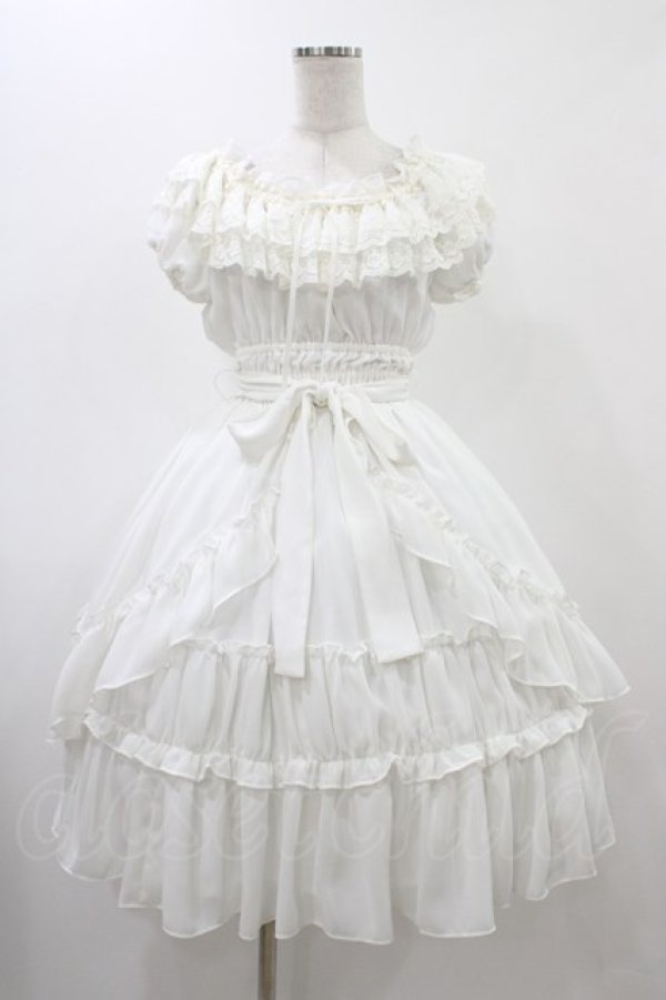 画像1: Millefleurs / レースとジョーゼットのワンピース  ホワイト H-25-12-18-1025-EL-OP-KB-ZH (1)