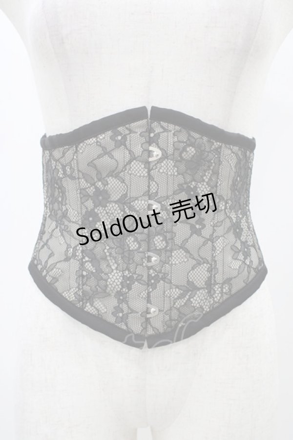 画像1: abilletage / レースミニコルセット 4 ブラック H-25-12-18-1005-GO-ZA-KB-ZH (1)