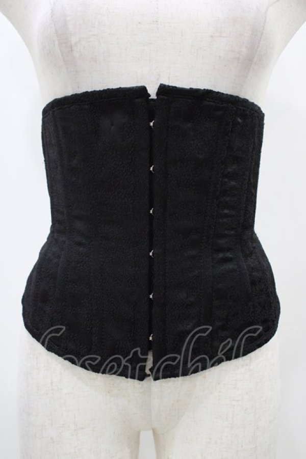 画像1: ATELIER PIERROT / ジャガードコルセット  ブラック H-25-12-18-1006-EL-ZA-KB-ZH (1)