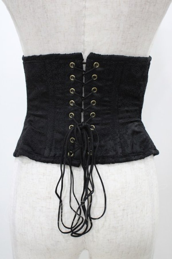 画像2: ATELIER PIERROT / ジャガードコルセット  ブラック H-25-12-18-1006-EL-ZA-KB-ZH (2)