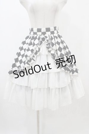 画像: ATELIER PIERROT / ダイヤフロントオープンスカート  オフ×ブラック H-25-12-18-1040-EL-SK-KB-ZH