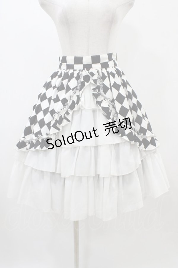 画像1: ATELIER PIERROT / ダイヤフロントオープンスカート  オフ×ブラック H-25-12-18-1040-EL-SK-KB-ZH (1)