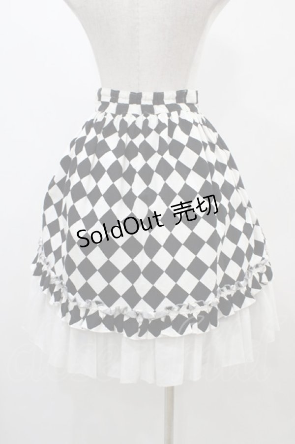 画像2: ATELIER PIERROT / ダイヤフロントオープンスカート  オフ×ブラック H-25-12-18-1040-EL-SK-KB-ZH (2)