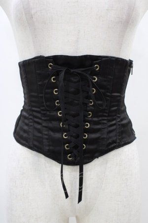 画像: ATELIER PIERROT / サテンコルセット  ブラック H-25-12-18-1007-EL-ZA-KB-ZH