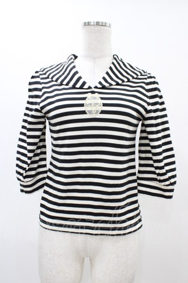 画像1: Shirley Temple / ボーダーセーラーカットソー  ブラック H-25-12-18-1056-ET-TO-KB-ZH (1)