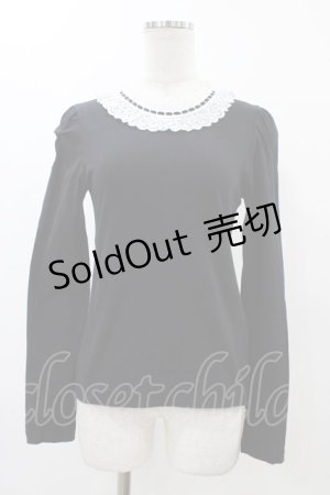 画像: Jane Marple / レースカラーのプルオーバー  ブラック×ホワイト H-25-12-18-1058-JM-TO-KB-ZH