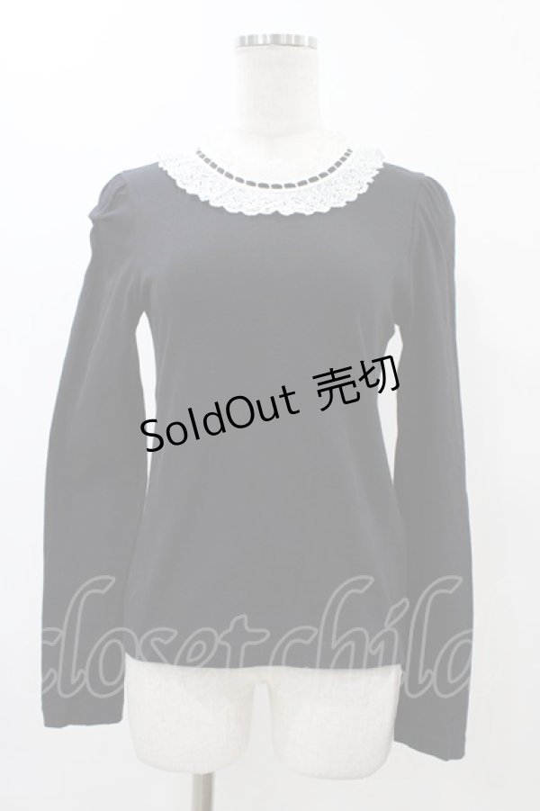 画像1: Jane Marple / レースカラーのプルオーバー  ブラック×ホワイト H-25-12-18-1058-JM-TO-KB-ZH (1)