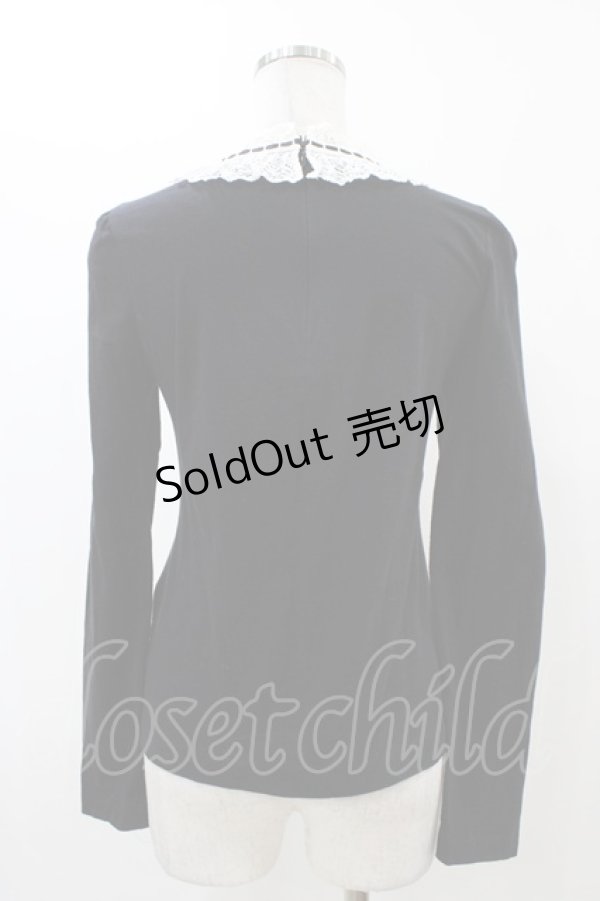 画像2: Jane Marple / レースカラーのプルオーバー  ブラック×ホワイト H-25-12-18-1058-JM-TO-KB-ZH (2)