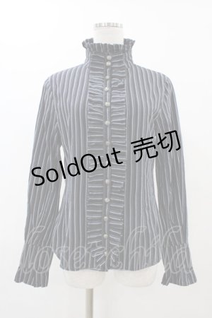 画像: PUTUMAYO / クロスタイ付スタンドカラーブラウス  ネイビー H-25-12-18-1059-PT-BL-KB-ZH