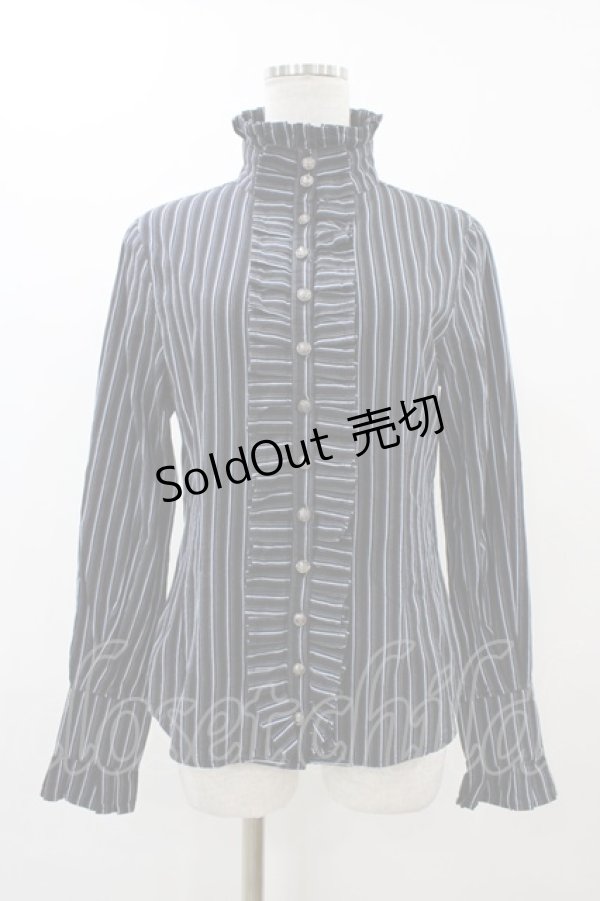 画像1: PUTUMAYO / クロスタイ付スタンドカラーブラウス  ネイビー H-25-12-18-1059-PT-BL-KB-ZH (1)