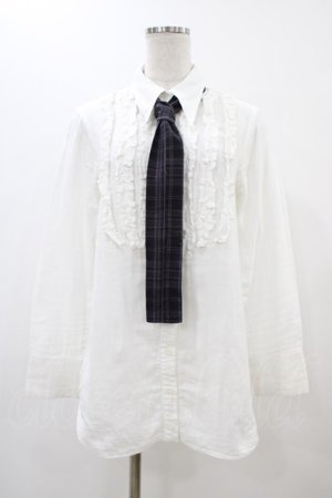画像: PEACE NOW / ガーゼフリルタイ付きブラウス  ホワイト H-25-12-18-1060-PU-BL-KB-ZH