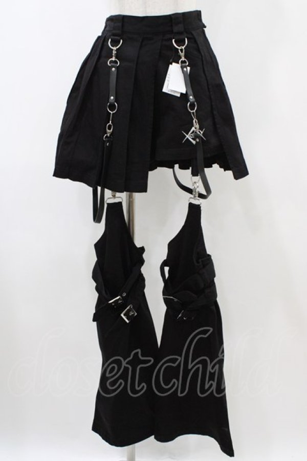 画像1: REFLEM / レッグカバー付きレイヤードデニムショートパンツ  ブラック H-25-12-18-1010-PU-PA-KB-ZH (1)