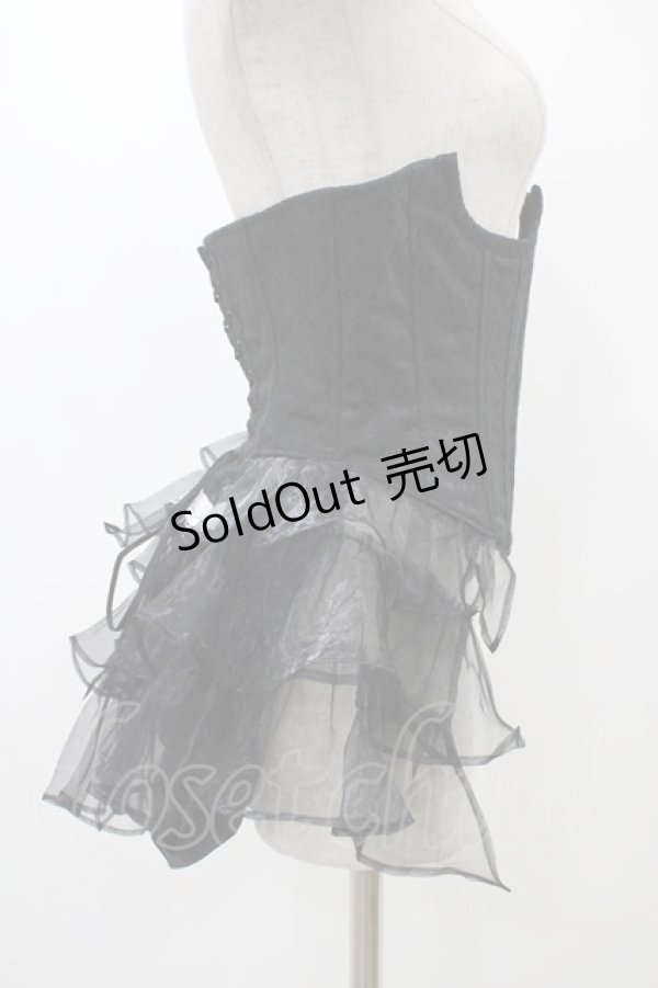 画像3: alice auaa / オーガンジーフリルジャガードコルセット  ブラック H-25-12-18-1012-AA-TO-KB-ZH (3)