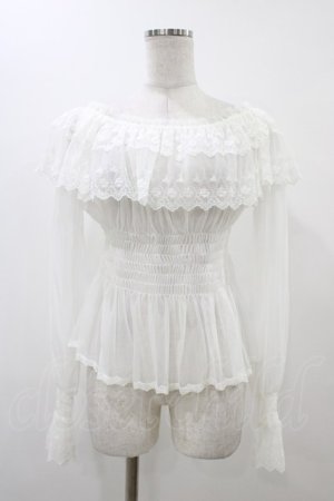 画像: abilletage / チュールレースオフショルブラウス  ホワイト H-25-12-18-1016-GO-BL-KB-ZT1220H