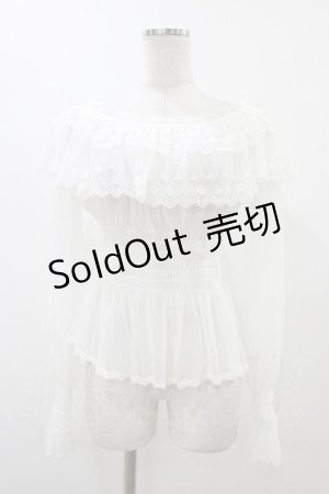 画像: abilletage / チュールレースオフショルブラウス  ホワイト H-25-12-18-1016-GO-BL-KB-ZT348