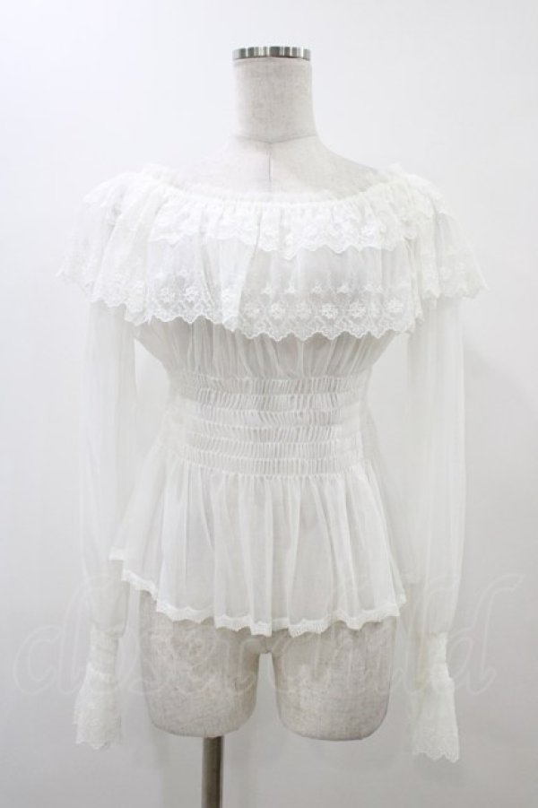画像1: abilletage / チュールレースオフショルブラウス  ホワイト H-25-12-18-1016-GO-BL-KB-ZH (1)
